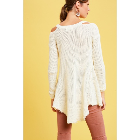 NWT Flared High Low Cold Shoulder Sweater - Picture 3 of 3